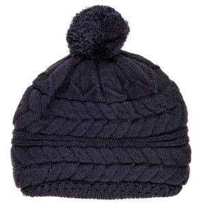 Noble Mount Women's Cityscape Pom Beanie Hat ( Navy )